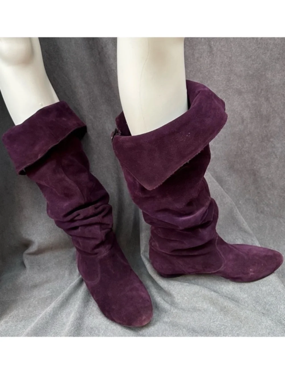 Purple suede leather pirate boots flat Sz 8 women’s